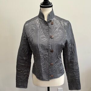 RW&CO. Gray Quilted Blazer with Stand-Up Collar